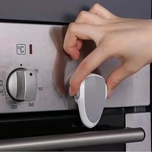 2 SET BABY PROOFING OVEN LOCK | GREY WHITE ADHESIVE | STAINLESS STEEL PLASTIC